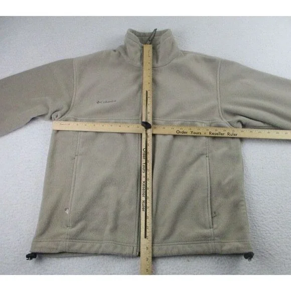 Columbia‎ Sportswear Sweater Mens Medium Full Zip Beige Fleece Pockets Outdoor M
